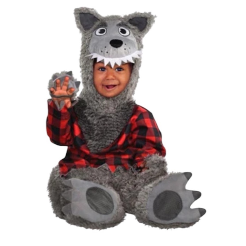 Big Bad Wolf Costume Gray Red Black Plaid Shirt Baby Infant NWT Size 6-12 Months